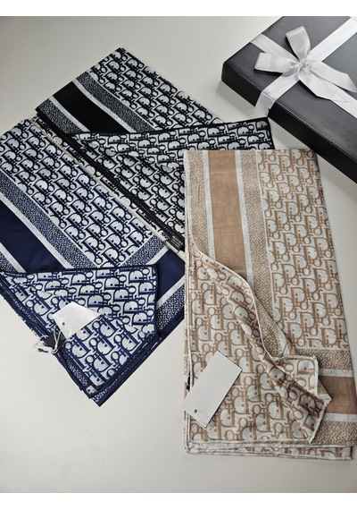 Miorel Scarfs Harf Tema Çift Taraflı Vual İpek Eşarp Silk Scarf Hijab Aksesuar Fular Siyah