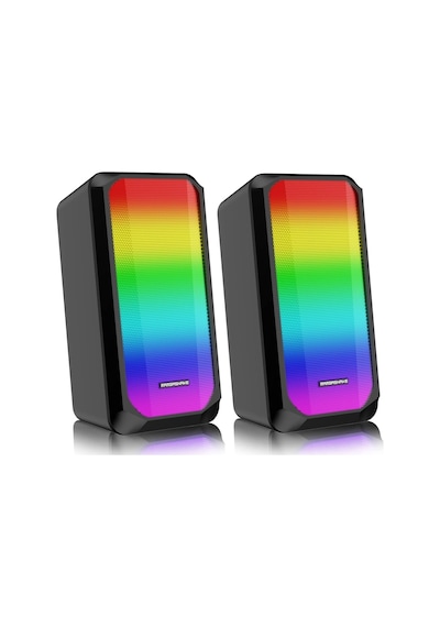 Mikado Md-356 Büyük Boy 1+1 10w Rgb Ledli Siyah Usb Multimedia Oyuncu Speaker Hoparlör