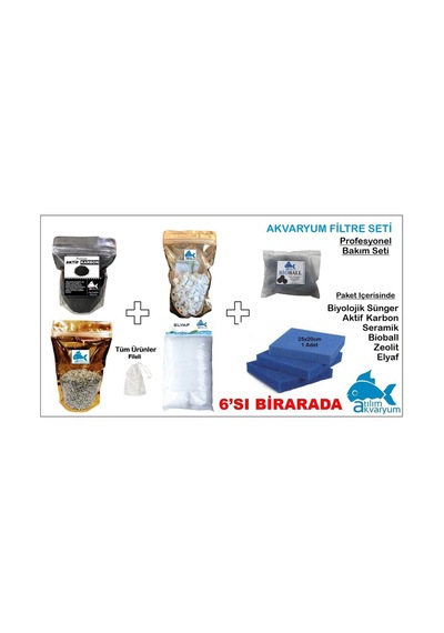 Sump Ve Dış Filtre Malzeme Bakım Seti, Seramik, Elyaf, Karbon, Zeolit, Sünger, Bioball