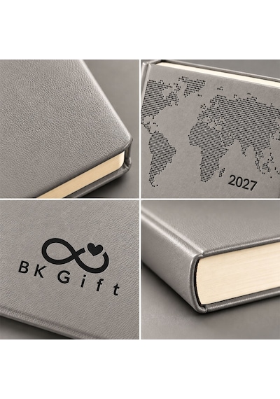 Logonuza Özel 10 Adet 378 Termo Deri Ajanda 2027 - Günlük Kurumsal Ajanda 16x24 Cm Gri
