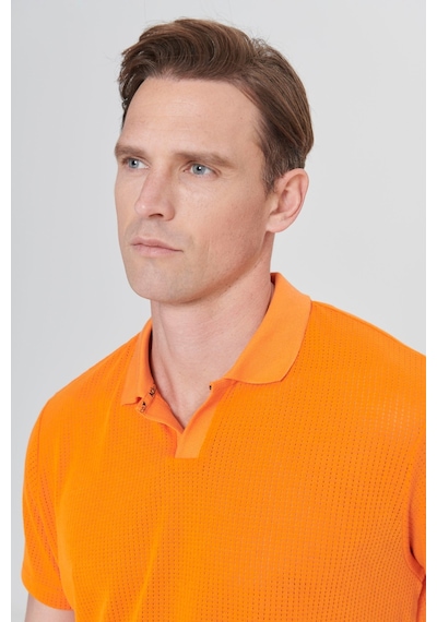 AC&Co / Altınyıldız Classics Erkek Turuncu Regular Fit Rahat Kesim Polo Yaka Baskılı Tişört Turuncu