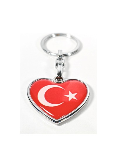 Ay Yıldız Figürlü Kalp Şeklinde Kırmızı Metal Anahtarlık Duygusal Ve Anlamlı Bir Tasarım Çok Renkli