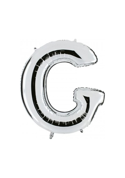 Gümüş Folyo Balon G Harfi 16inç 40cm Gri