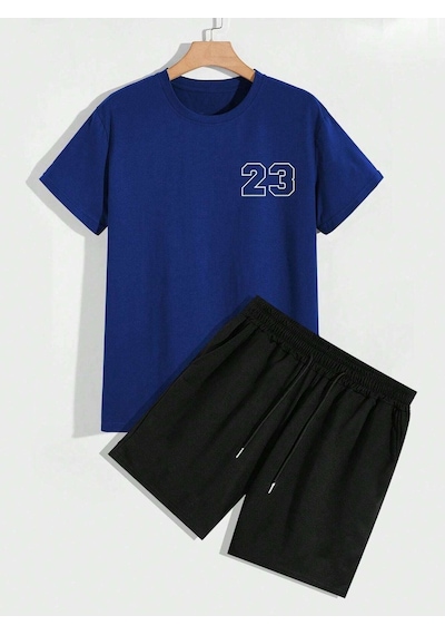 Clayes 23 Sayılı T-shirt Şort - Saks Mavi Siyah Alt Üst Takım Şort Tişört Kombin Baskılı Bisiklet Yaka Saks Mavi Siyah Clayes 23 Sayılı T-shirt Şort - Saks Mavi Siyah Alt Üst Takım Şort Tişört Kombin Baskılı Bisiklet Yaka Saks Mavi Siyah