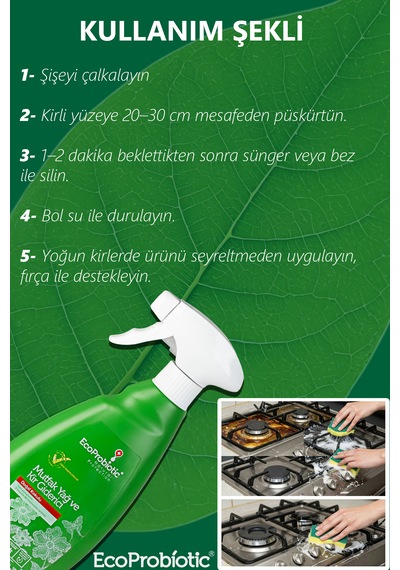 Organik Mutfak Yağ Ve Kir Giderici Sprey Ağır Kimyasal Içermez 500 Ml Tekli