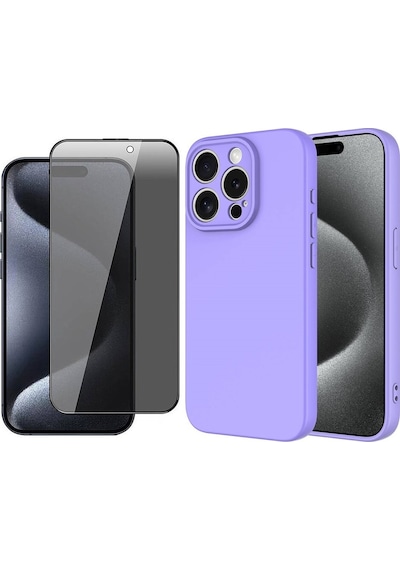 Vendas Apple Uyumlu iPhone 15 Pro Max Kılıf Zore Mara Lansman Kapak + Hayalet Ekran Koruyucu Lila