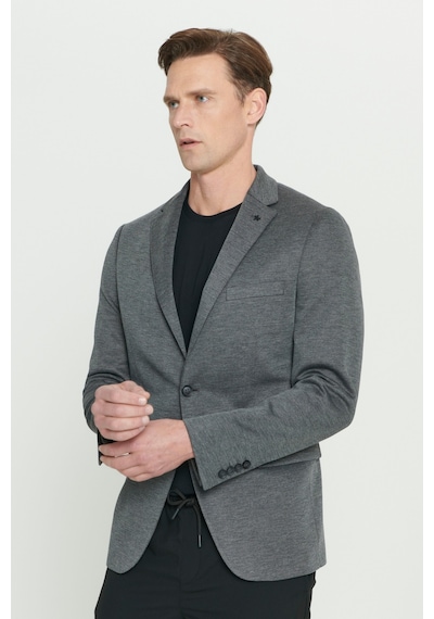 Ac&Co / Altınyıldız Classics Erkek Antrasıt 360 Her Yöne Esneyen Slim Fit Dar Kesim Mono Yaka Desenli Blazer Ceket Antrasıt Antrasit