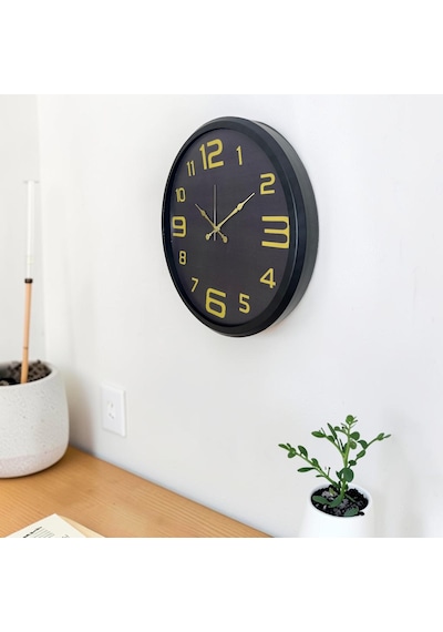 Siyah Gold Rakamlı 52 X 52 Cm Duvar Saati