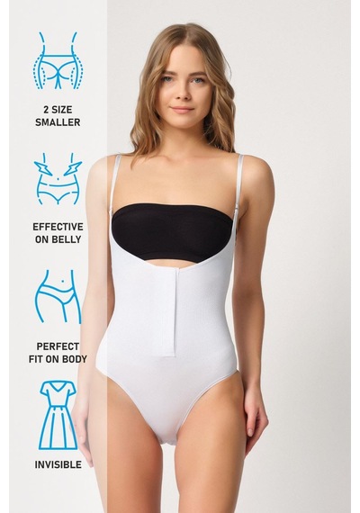 Beyaz Mı Emay 2043 Göğsü Açık Agraflı Body Korse Beyaz