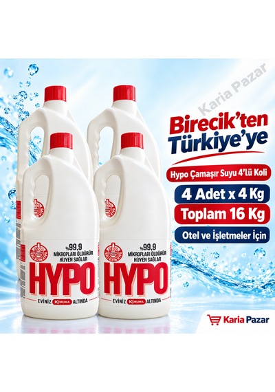 Hypo Çamaşır Suyu 4 Kg X 4 Adet 4'lü Set