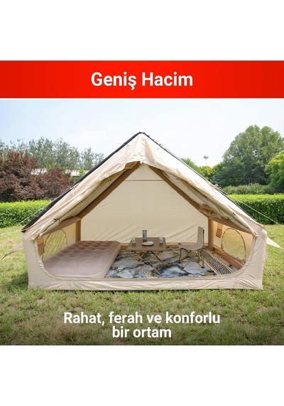 Tr Rovos Şişme Kamp Çadırı 6 Kişilik Büyük Boy Aile Çadırı Hızlı Kurulum Hava Direkli Kamp, Glamping, Diğer