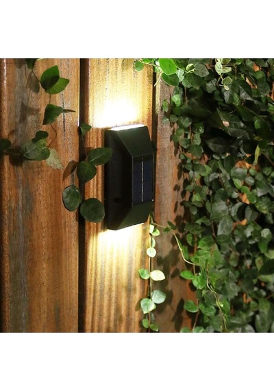 Güneş Enerjili Led Solar Şarjlı Çift Yönlü Duvar Lambası Dekoratif Bahçe Işıldak Fener