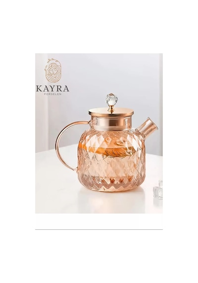 Kabartmalı Borosilikat Cam Demlik 1000ml Royaleks-cm-2006 Ahşap - Çelik