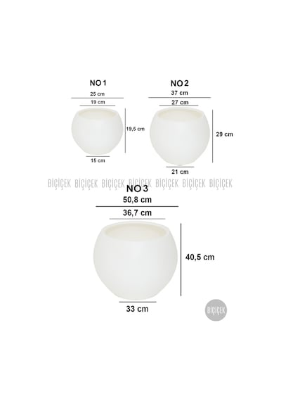 Küre Saksı 51 Cm Beyaz