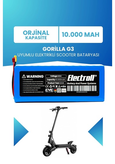 Gorilla G3 Uyumlu Batarya Standart Kapasite 60v 10.000mah Elektrikli Scooter Bataryası Çok Renkli