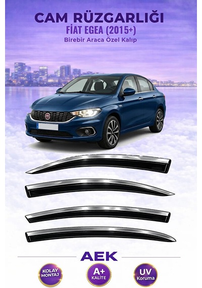 Fiat Egea Sedan 2015+ Araca Özel Kromlu Cam Rüzgarlığı Premium A+