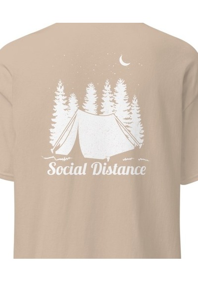 Wildstyle Social Distance Kamp Çadır Orman Doğa Sessizlik Baskılı Unisex Pamuklu Tişört Camel