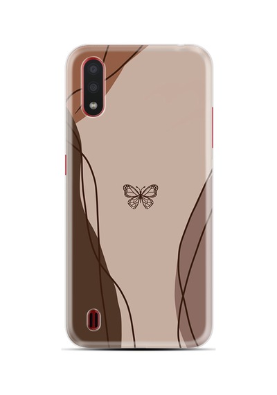 Samsung Samsung Galaxy Uyumlu A01 Kılıf Boutique Baskılı Resimli Kahve Kelebek Pcode -038