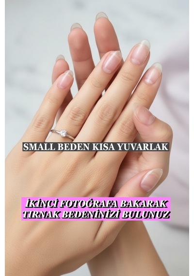 100 Adet Jel Tips Small Beden Kısa Yuvarlak Protez Takma Tırnak Seti Small Mat Kısa