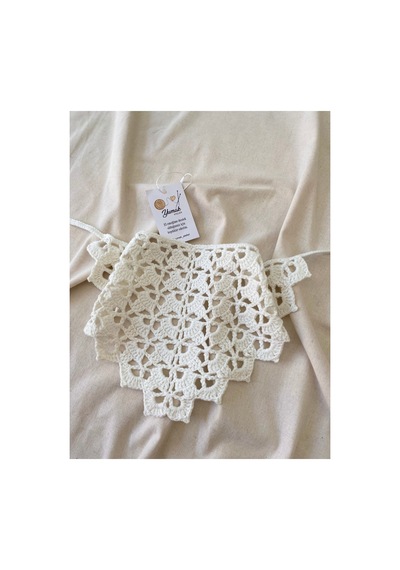 Krem Renk Bandana El Örgüsü Bandana Saç Aksesuarı Krem Krem