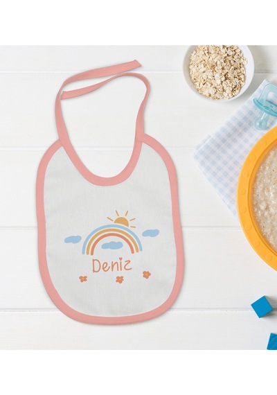 BK Kids Kişiye Özel Pembe Bebek Mama Önlüğü - Model 169 Pembe