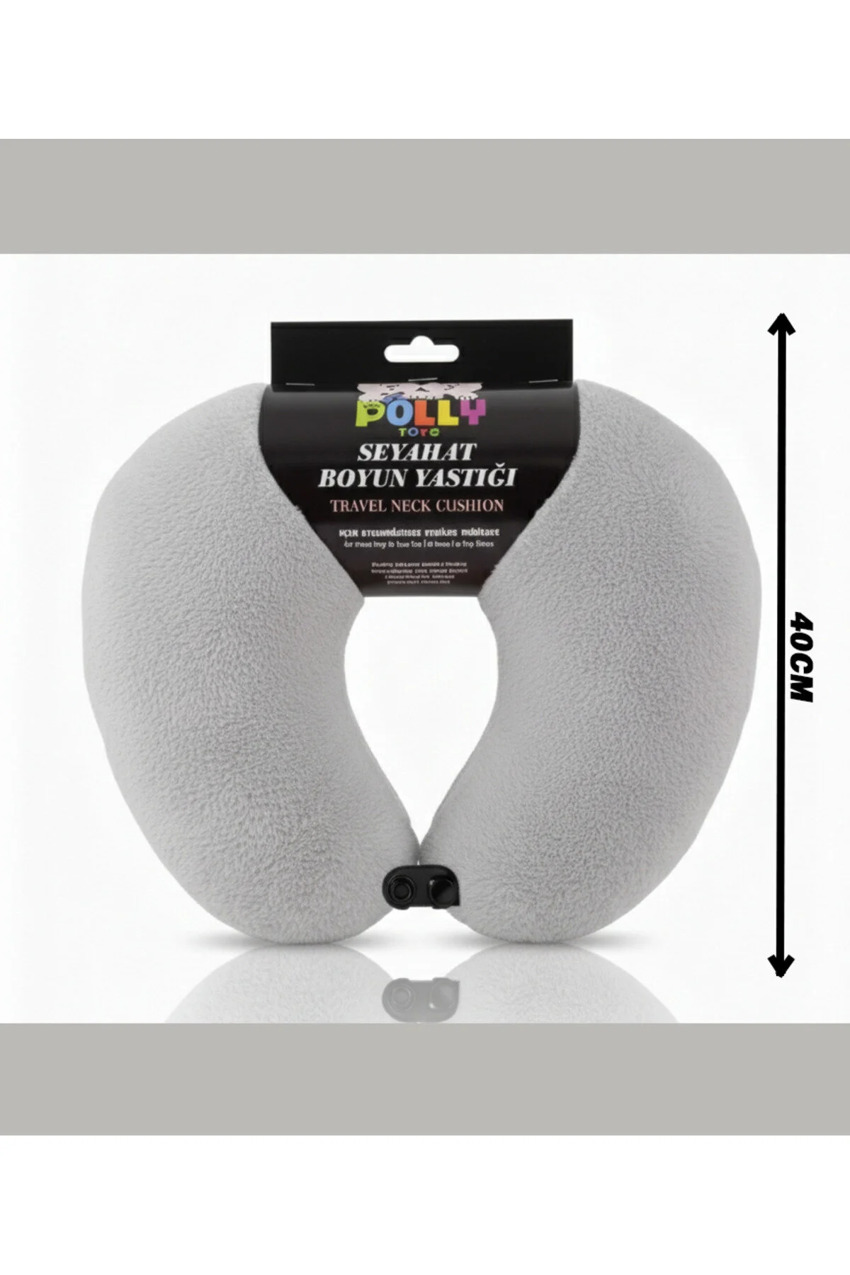 Seyahat Boyun Yastığı 40 Cm Rahat & Yumuşak Destek Yastığı Gri