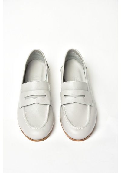 Fox Shoess944007803 Gri Hakiki Deri Kadın Babet Gri