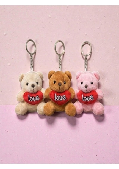 Love Yazılı 1adet Gönderim Ayıcık Peluş Anahtarlık 1 Adet Gelir