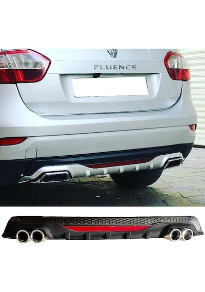Renault Fluence Siyah Difüzör Difizör Yuvarlak Egzoz Görünüm Reflektörlü