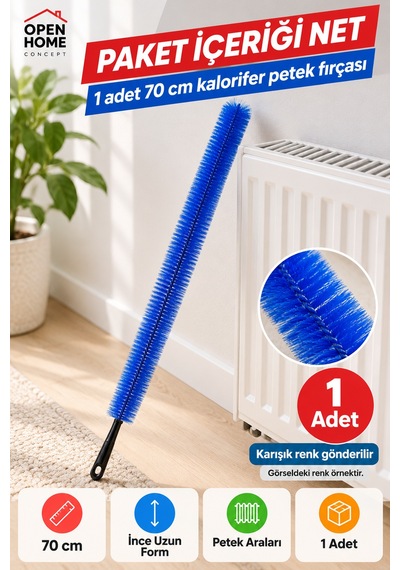 Kalorifer Petek Temizleme Fırçası 70cm İnce Uzun Dar Aralık Toz Ve Tüy Toplama Karışık Renk Set