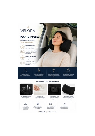 Premium Visco Araç Boyun Yastığı Ergonomik Boyun Ve Baş Desteği - 887003933 Diğer