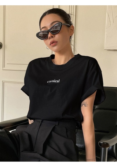 Uyguntarz Classical Baskılı Oversize Tshirt Siyah2