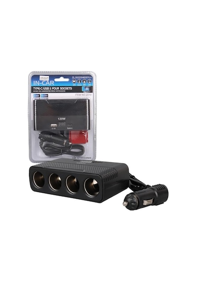 Olesson 2014 12-24v Type-c + Usb-a Girişli 120w 80cm Kablolu 4'lü Araç Çakmak Çoklayıcı