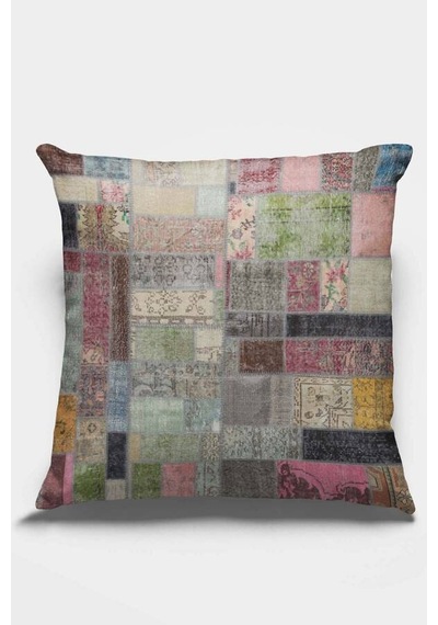 Çok Renkli Patchwork Çift Taraflı Kırlent Kılıfı Krl346n11