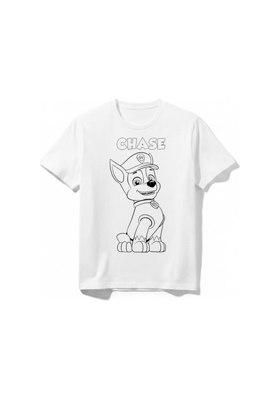 Urbantrendstore Paw Petrol Chase Unisex Kız Çocuk Erkek Çocuk Bisiklet Yuvarlak Yaka Basic Kısa Kollu %100 Pamuk Tişört Beyaz