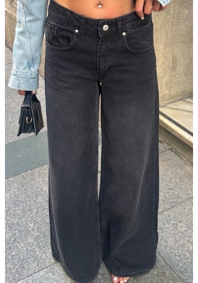 Balenbi Kadın Yüksek Bel Yıkamalı Jean Salaş Kesim Extra Wide Leg Kot Pantolon 1243 Füme W13 Balenbi Kadın Yüksek Bel Yıkamalı Jean Salaş Kesim Extra Wide Leg Kot Pantolon 1243 Füme W13