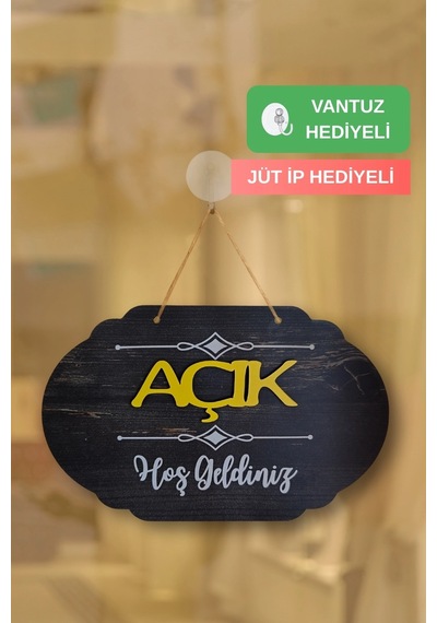 Dekoratif Ahşap 2d Açık-kapalı Yazısı - Rebap Ahşap