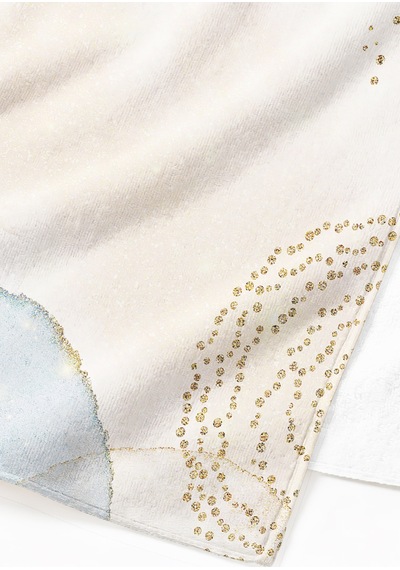 Mermer Dokulu Gold Detaylı Plaj Havlusu - Modern Bohem Mavi Bej Hızlı Kuruyan Mikrofiber Havlu Örtü Serin Zeytin