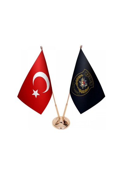 Masa Üstü Polis Özel Harekat Bayrağı Türk Bayrağı İkili Pirinç Di