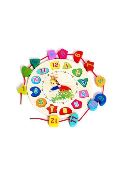 Zhltoys Eğitici İp Dizme Ahşap Saat Oyuncak