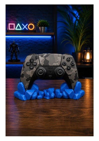 Veriqo 3d Ps5 Uyumlu Gamepad Standı Kristal Tasarımlı Oyun Kolu Tutucu Masaüstü Controller Standı Mavi