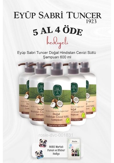 Eyüp Sabri Tuncer Doğal Hindistan Cevizi Sütlü Şampuan 600 Ml 5 Al 4 Öde Ve Rosie Pamuk