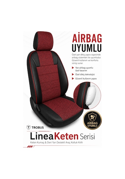 Renault Broadway 1990-2000 Uyumlu Lineaketen Serisi Ortopedik Bordo Kırmızı Koltuk Kılıfı