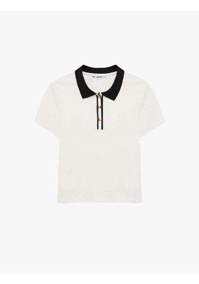 Koton Biyeli Ekru Kadın T-shirt 6sal10194ık Ekru