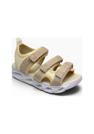 Arzen Bebe 230-26 Simli 3 Cırtlı Işıklı Anatomik Kız Çocuk Sandalet 26-30 Altın