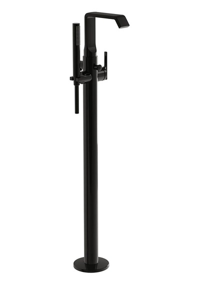 VitrA A4276939 Suit El Duşlu Yerden Küvet Bataryası Parlak Siyah