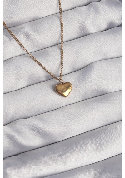 316l Çelik Gold Renk Kalp Model Love Kolye - Çok Renkli