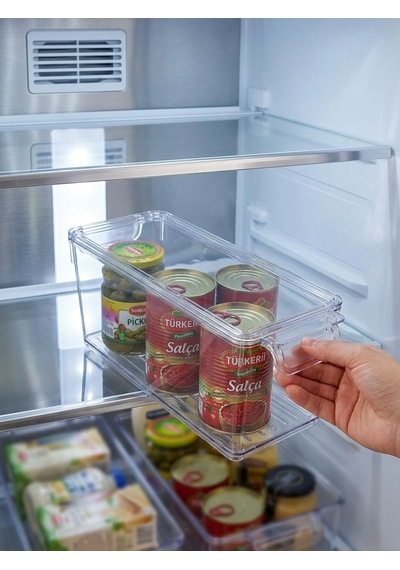 Softchef Şeffaf Kapaklı Buzdolabı İçi Düzenleyici Organizer - Çok Amaçlı Saklama Kutusu