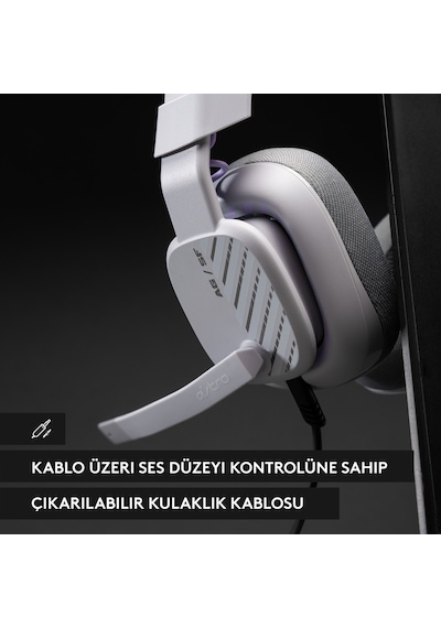 Logitech Astro A10 Kablolu Bilgisayar İçin Oyuncu Kulaklığı, Gri