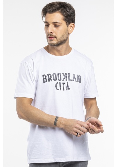 Erkek Bisiklet Yaka Brooklyn City Baskılı Tişort Spr 253 001